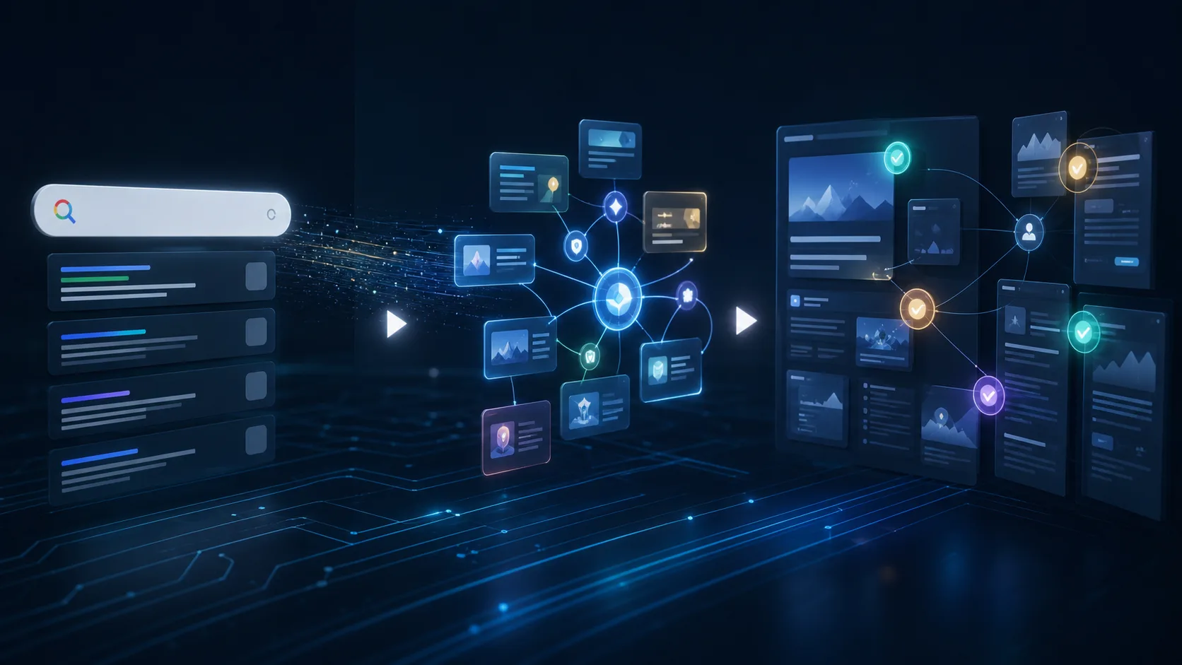 AI-assisted search discovery illustration