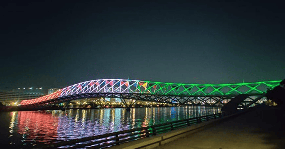 Ahmedabad city landmark illuminated at night